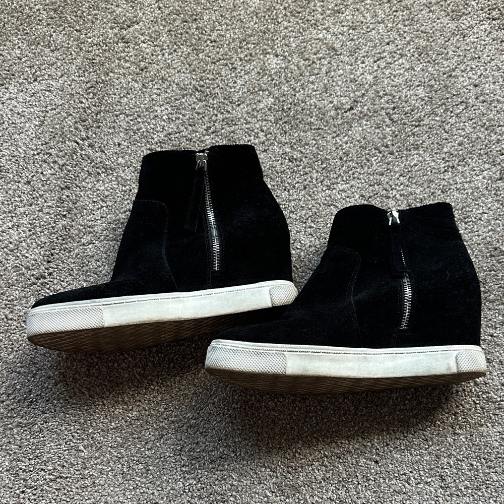 Steve Madden Black Suede Women's Wedge Sneakers